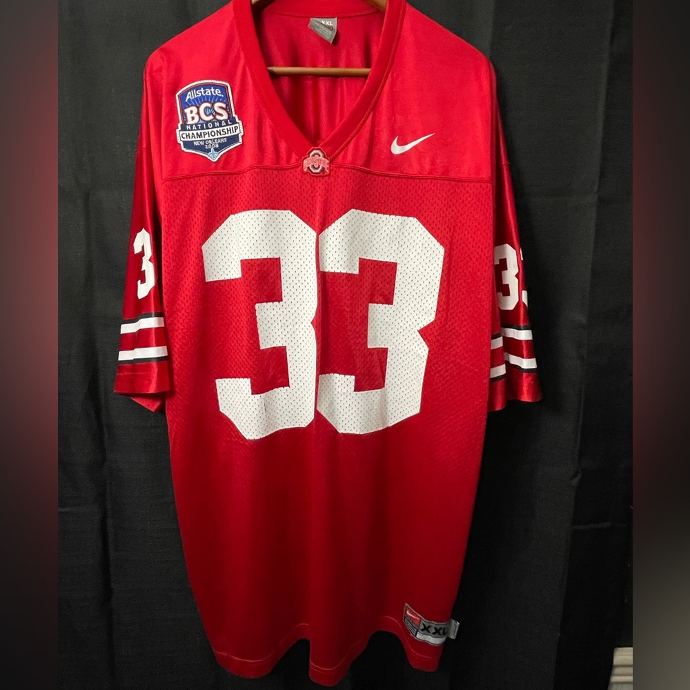Ohio State Buckeyes Jersey Mens 2XL Red Football #33 Nike Team BCS 2008 Patch